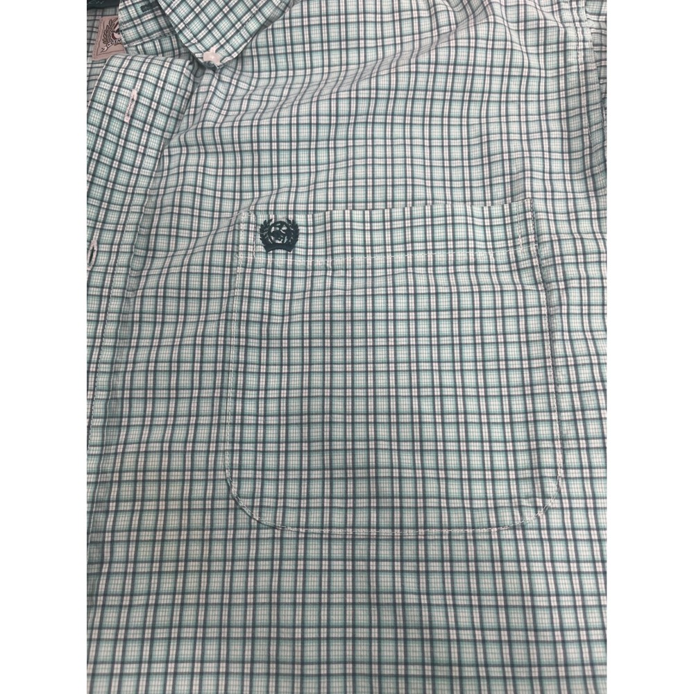 Cinch Mens Long Sleeve Green Plaid Button Down Shirt Western Style Size Medium - Picture 5 of 6